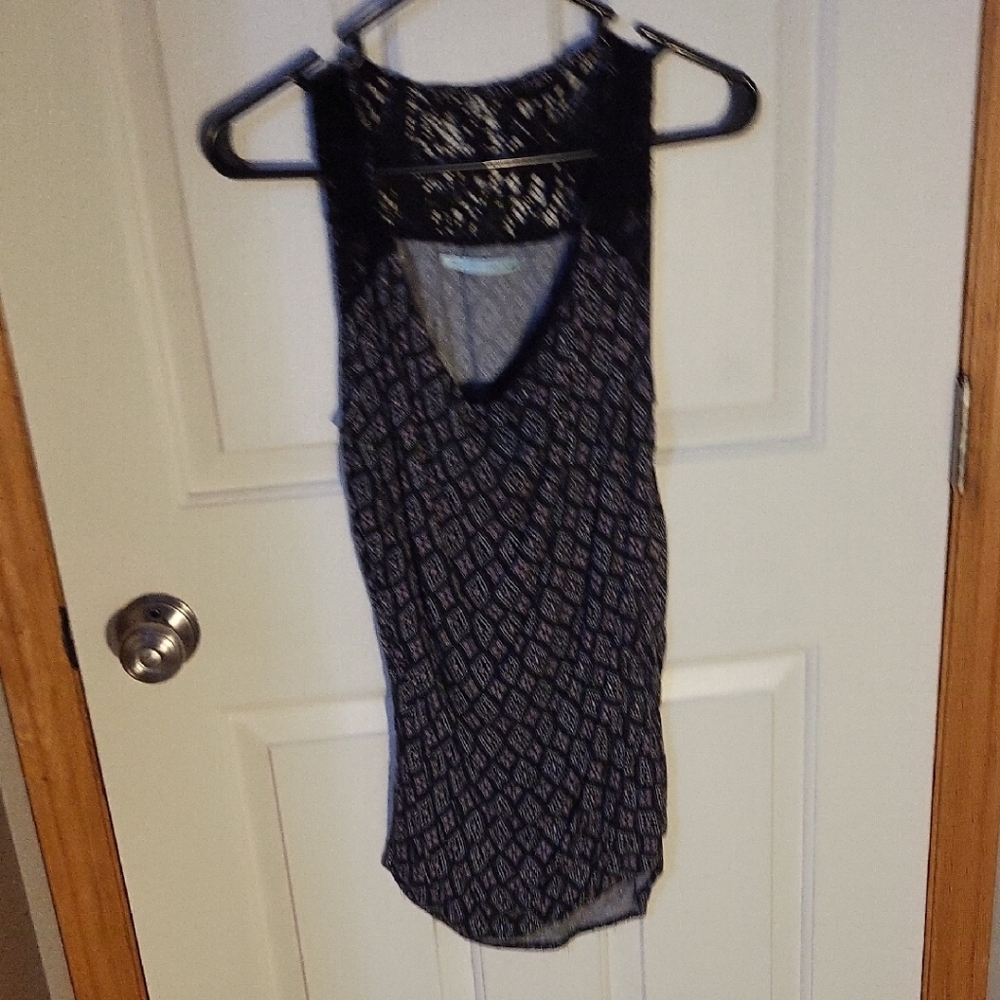 Maurices Black and Pink Asymmetrical Cut Out Tank Top